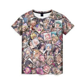 Женская футболка 3D с принтом Ахегао цвет в Санкт-Петербурге, 100% полиэфир ( синтетическое хлопкоподобное полотно) | прямой крой, круглый вырез горловины, длина до линии бедер | ahegao | anime | color | manga | аниме | ахегао | коллаж | комиксы | лицо | манга | паттрен | цветной