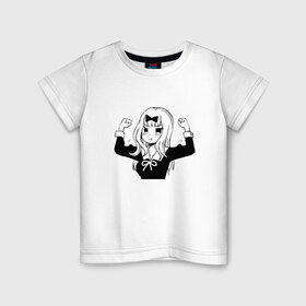 Детская футболка хлопок с принтом Чика Фудзивара в Санкт-Петербурге, 100% хлопок | круглый вырез горловины, полуприлегающий силуэт, длина до линии бедер | Тематика изображения на принте: kaguya sama: love is war | аниме | тика фудзивара