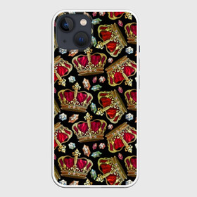 Чехол для iPhone 13 с принтом Короны в Санкт-Петербурге,  |  | art | background | beautiful | black | cool | diamonds | drawing | fashion | fashionable | hat | king | picture | style | алмазы | бриллианты | вышивка | графика | искусство | камни | картинка | король | короны | красивый | крутой | мода | модный | молодё