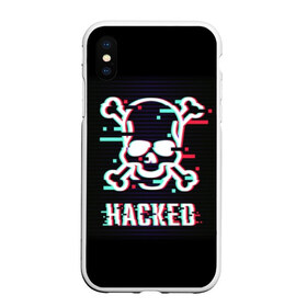 Чехол для iPhone XS Max матовый с принтом Pirate sign в Санкт-Петербурге, Силикон | Область печати: задняя сторона чехла, без боковых панелей | attack | bones | glitch | hacked | hacker | pirate | sign | skull | symbol | text | warning | атака | взломанный | глюк | знак | кости | пиратский | предупреждение | символ | текст | хакер | череп
