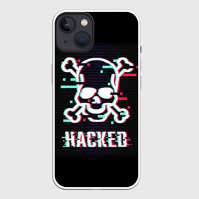 Чехол для iPhone 13 с принтом Pirate sign в Санкт-Петербурге,  |  | attack | bones | glitch | hacked | hacker | pirate | sign | skull | symbol | text | warning | атака | взломанный | глюк | знак | кости | пиратский | предупреждение | символ | текст | хакер | череп