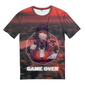 Мужская футболка 3D с принтом GAME OVER в Санкт-Петербурге, 100% полиэфир | прямой крой, круглый вырез горловины, длина до линии бедер | 