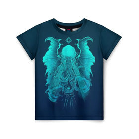 Детская футболка 3D с принтом Ктулху в Санкт-Петербурге, 100% гипоаллергенный полиэфир | прямой крой, круглый вырез горловины, длина до линии бедер, чуть спущенное плечо, ткань немного тянется | Тематика изображения на принте: ктулху | монстр | фэнтези | чудище