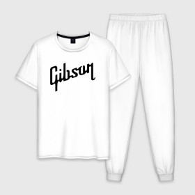 Мужская пижама хлопок с принтом Gibson в Санкт-Петербурге, 100% хлопок | брюки и футболка прямого кроя, без карманов, на брюках мягкая резинка на поясе и по низу штанин
 | gibson | гибсон