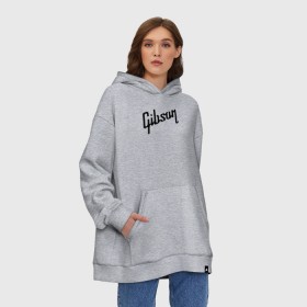 Худи SuperOversize хлопок с принтом Gibson в Санкт-Петербурге, 70% хлопок, 30% полиэстер, мягкий начес внутри | карман-кенгуру, эластичная резинка на манжетах и по нижней кромке, двухслойный капюшон
 | gibson | гибсон