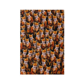 Обложка для паспорта матовая кожа с принтом Упоротые лисы в Санкт-Петербурге, натуральная матовая кожа | размер 19,3 х 13,7 см; прозрачные пластиковые крепления | Тематика изображения на принте: fox | животные | лис | лиса | лисичка | мем | паттрен | рыжий | толпа | упортый | фыр фыр