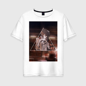 Женская футболка хлопок Oversize с принтом ДАЗАЙ в Санкт-Петербурге, 100% хлопок | свободный крой, круглый ворот, спущенный рукав, длина до линии бедер
 | бродячие псы | дадзай | осаму | осаму дазай