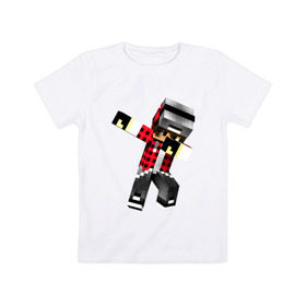 Детская футболка хлопок с принтом Dab Minecraft в Санкт-Петербурге, 100% хлопок | круглый вырез горловины, полуприлегающий силуэт, длина до линии бедер | Тематика изображения на принте: dab | deb | minecraft | даб | деб | майнкрафт