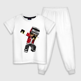 Детская пижама хлопок с принтом Dab Minecraft в Санкт-Петербурге, 100% хлопок |  брюки и футболка прямого кроя, без карманов, на брюках мягкая резинка на поясе и по низу штанин
 | dab | deb | minecraft | даб | деб | майнкрафт