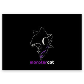 Поздравительная открытка с принтом Monstercat в Санкт-Петербурге, 100% бумага | плотность бумаги 280 г/м2, матовая, на обратной стороне линовка и место для марки
 | Тематика изображения на принте: monstercat | клуб | клубная музыка | кот | котенок | кошка | лейбл | монстар | монстар кет | монстер | музыка | танцевальная музыка | электронная | электронная музыка