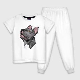 Детская пижама хлопок с принтом Pitbull в Санкт-Петербурге, 100% хлопок |  брюки и футболка прямого кроя, без карманов, на брюках мягкая резинка на поясе и по низу штанин
 | dog | pitbull | питбуль | собака | собаки