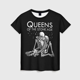 Женская футболка 3D с принтом Queens of the Stone Age в Санкт-Петербурге, 100% полиэфир ( синтетическое хлопкоподобное полотно) | прямой крой, круглый вырез горловины, длина до линии бедер | josh homme | metal | qotsa | queens of the stone age | rock | группы | метал | музыка | рок