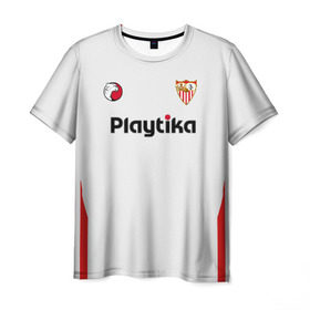 Мужская футболка 3D с принтом Sevilla FC (2018-2019) в Санкт-Петербурге, 100% полиэфир | прямой крой, круглый вырез горловины, длина до линии бедер | 