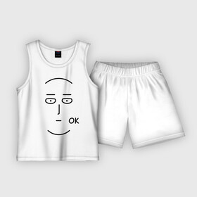 Детская пижама с шортами хлопок с принтом Saitama OK в Санкт-Петербурге,  |  | Тематика изображения на принте: one punch man | onepunchman | oppai | аниме | ван панч мен | ванпанчмен | манга | сайтама | супергерои | человек один удар