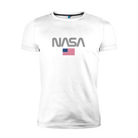 Мужская футболка премиум с принтом Nasa USA в Санкт-Петербурге, 92% хлопок, 8% лайкра | приталенный силуэт, круглый вырез ворота, длина до линии бедра, короткий рукав | nasa | space | usa | звезды | космос | наса | планеты