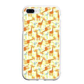 Чехол для iPhone 7Plus/8 Plus матовый с принтом Жирафики в Санкт-Петербурге, Силикон | Область печати: задняя сторона чехла, без боковых панелей | Тематика изображения на принте: giraffe | pattern | животные | жираф | паттерн | текстура
