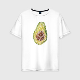 Женская футболка хлопок Oversize с принтом Авокадо в Санкт-Петербурге, 100% хлопок | свободный крой, круглый ворот, спущенный рукав, длина до линии бедер
 | вкусняшка | графика | жиры | зож | косточка | мозаика | овощ | паззл | пазл | плод | пп | правильное питание | фитоняшка | фрагменты | фрукт