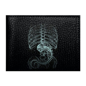 Обложка для студенческого билета с принтом Чужой на Рентгене в Санкт-Петербурге, натуральная кожа | Размер: 11*8 см; Печать на всей внешней стороне | Тематика изображения на принте: alien | больница | больной | внутренний мир | врач | клиника | кости | пациент | ребра | рентген | скелет | снимок | хищник