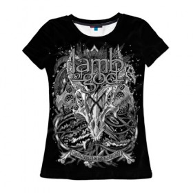 Женская футболка 3D с принтом Lamb of God в Санкт-Петербурге, 100% полиэфир ( синтетическое хлопкоподобное полотно) | прямой крой, круглый вырез горловины, длина до линии бедер | death metal | lamb of god | log | грув метал | группы | метал | музыка | рок | трэш