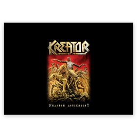 Поздравительная открытка с принтом Kreator в Санкт-Петербурге, 100% бумага | плотность бумаги 280 г/м2, матовая, на обратной стороне линовка и место для марки
 | Тематика изображения на принте: kreator | metal | готик метал | группы | дэт метала | индастриал метал | метал | музыка | рок | трэш метал