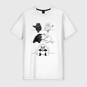 Мужская футболка премиум с принтом Панда превращение в Санкт-Петербурге, 92% хлопок, 8% лайкра | приталенный силуэт, круглый вырез ворота, длина до линии бедра, короткий рукав | 