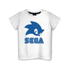 Детская футболка хлопок с принтом Sonic Sega в Санкт-Петербурге, 100% хлопок | круглый вырез горловины, полуприлегающий силуэт, длина до линии бедер | Тематика изображения на принте: sega | sonic | еж соник | сега | соник
