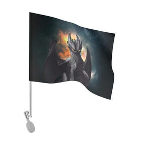 Флаг для автомобиля с принтом Night Fury в Санкт-Петербурге, 100% полиэстер | Размер: 30*21 см | how to train your dragon | night fury | беззубик | дракон | как приручить дракона | ночная фурия