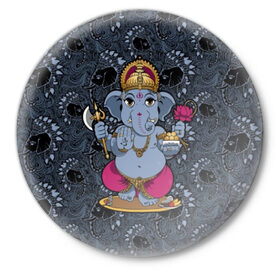 Значок с принтом Ganesha в Санкт-Петербурге,  металл | круглая форма, металлическая застежка в виде булавки | 