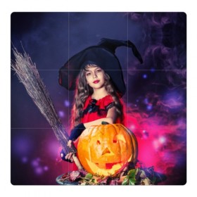 Магнитный плакат 3Х3 с принтом Маленькая ведьма в Санкт-Петербурге, Полимерный материал с магнитным слоем | 9 деталей размером 9*9 см | beautiful | crimson | cute | dress | girl | gloves | hair | halloween | hat | holiday | little | long | night | pumpkin | red | smoke | witch | ведьма | волосы | д | девочка | держит | дым | красивая | красная | маленькая | малиновый | метла | милая | ноч