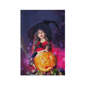 Обложка для паспорта матовая кожа с принтом Маленькая ведьма в Санкт-Петербурге, натуральная матовая кожа | размер 19,3 х 13,7 см; прозрачные пластиковые крепления | beautiful | crimson | cute | dress | girl | gloves | hair | halloween | hat | holiday | little | long | night | pumpkin | red | smoke | witch | ведьма | волосы | д | девочка | держит | дым | красивая | красная | маленькая | малиновый | метла | милая | ноч