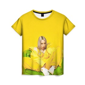 Женская футболка 3D с принтом Billie Eilish в Санкт-Петербурге, 100% полиэфир ( синтетическое хлопкоподобное полотно) | прямой крой, круглый вырез горловины, длина до линии бедер | bad guy | bellyache | billie eilish | bury a friend | ocean eyes | when we all fall asleep where do we go | билли айлиш | музыка | певица