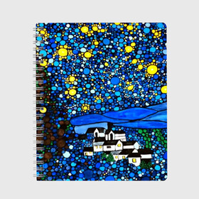 Тетрадь с принтом Ночь в Санкт-Петербурге, 100% бумага | 48 листов, плотность листов — 60 г/м2, плотность картонной обложки — 250 г/м2. Листы скреплены сбоку удобной пружинной спиралью. Уголки страниц и обложки скругленные. Цвет линий — светло-серый
 | art | impressionism | night | painting | planets | sky | stars | style | van gogh | waves | ван гог | вихрь | волны | живопись | звезды | импрессионизм | искусство | краски | небо | ночь | рисунок | стиль