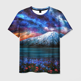 Мужская футболка 3D с принтом Космос в Санкт-Петербурге, 100% полиэфир | прямой крой, круглый вырез горловины, длина до линии бедер | nebula | space | star | вселенная | галактика | звезды | земля | космический | космос | планеты | плеяды | пространство