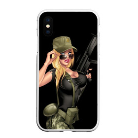 Чехол для iPhone XS Max матовый с принтом Sexy army girl в Санкт-Петербурге, Силикон | Область печати: задняя сторона чехла, без боковых панелей | Тематика изображения на принте: army | automatic | beautiful | big | black | blonde | body | camouflage | chest | cool | eyes | girl | holds | perfect | slim | uniform | weapon | автомат | армия | блондинка | большая | глаза | девушка | держит | идеальное | камуфляж | красивая