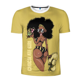 Мужская футболка 3D спортивная с принтом Chocolate girl в Санкт-Петербурге, 100% полиэстер с улучшенными характеристиками | приталенный силуэт, круглая горловина, широкие плечи, сужается к линии бедра | africa | african | beautiful | big | black | chocolate | cocktail | exotic | girl | hat | look | round | slim | sunny | turn | африка | большие | взгляд | девушка | держит | коктейль | красивая | круглы | купальник | надпись | очки | полосатый |