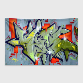 Флаг-баннер с принтом graffiti urban в Санкт-Петербурге, 100% полиэстер | размер 67 х 109 см, плотность ткани — 95 г/м2; по краям флага есть четыре люверса для крепления | felipe pantone | grafiti | paint | street art | urban | город | граффити | искусство | кирпичи | краски | рисунки | стена | улицы | уличное искусство