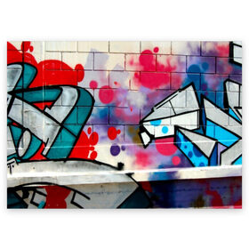 Поздравительная открытка с принтом graffiti в Санкт-Петербурге, 100% бумага | плотность бумаги 280 г/м2, матовая, на обратной стороне линовка и место для марки
 | Тематика изображения на принте: felipe pantone | grafiti | paint | street art | urban | город | граффити | искусство | кирпичи | краски | рисунки | стена | улицы | уличное искусство