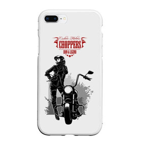 Чехол для iPhone 7Plus/8 Plus матовый с принтом Choppers в Санкт-Петербурге, Силикон | Область печати: задняя сторона чехла, без боковых панелей | beautiful | black | choppers | emblem | font | girl | helmet | inscription | leather | motorcycle | rider | spl | spots | stars | woman | young | брызги | девушка | женщина | звезды | кожа | комбинезон | красивая | молодая | мотоцикл | мотоциклистка | над