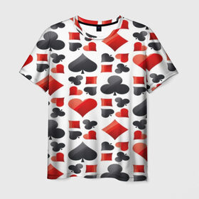 Мужская футболка 3D с принтом МАСТИ КАРТ в Санкт-Петербурге, 100% полиэфир | прямой крой, круглый вырез горловины, длина до линии бедер | game | игральные карты | игры | карты | колода | масти | пасьянс | покер | текстура