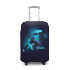 Чехол для чемодана 3D с принтом RUNNING NEON  в Санкт-Петербурге, 86% полиэфир, 14% спандекс | двустороннее нанесение принта, прорези для ручек и колес | girl | neon | running | sport | бег | девушка | неон | неоновый | спорт