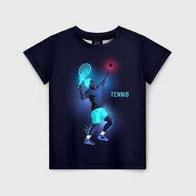 Детская футболка 3D с принтом TENNIS NEON в Санкт-Петербурге, 100% гипоаллергенный полиэфир | прямой крой, круглый вырез горловины, длина до линии бедер, чуть спущенное плечо, ткань немного тянется | neon | sport | tennis | неон | неоновый | спорт | спортсмен | теннис