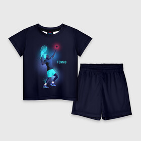Детский костюм с шортами 3D с принтом TENNIS NEON в Санкт-Петербурге,  |  | neon | sport | tennis | неон | неоновый | спорт | спортсмен | теннис