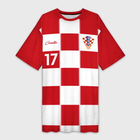 Платье-футболка 3D с принтом Марио Манджукич в Санкт-Петербурге,  |  | mandzukic | mario mandzukic | игрок | манджукич | марио манджукич | сборная хорватии | форма | футбол | футболист | хорватия | чемпионат мира