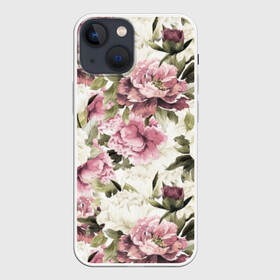 Чехол для iPhone 13 mini с принтом Акварель, розы в Санкт-Петербурге,  |  | art | bouquet | color | flora | flowers | graphic | illustration | leaves | nature | painting | petals | pink | plants | roses | watercolor | white | акварель | белые | букет | графическая | живопись | иллюстрация | искусство | лепестки | листья | природа