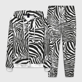 Мужской костюм 3D с принтом Полосы зебры в Санкт-Петербурге, 100% полиэстер | Манжеты и пояс оформлены тканевой резинкой, двухслойный капюшон со шнурком для регулировки, карманы спереди | abstraction | african | animal | black and white | camouflage | disguise | skin | stripes | zebra | абстракция | африканская | животное | зебры | камуфляж | маскировка | полосы | черно белый