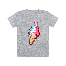 Детская футболка хлопок с принтом Ice Cream в Санкт-Петербурге, 100% хлопок | круглый вырез горловины, полуприлегающий силуэт, длина до линии бедер | ice cream | мороженное | прикольный принт | принт футболка | рожок мороженного | футболка с принтом