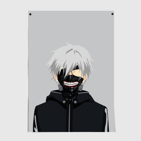 Постер с принтом Kaneki Ken в маске в Санкт-Петербурге, 100% бумага
 | бумага, плотность 150 мг. Матовая, но за счет высокого коэффициента гладкости имеет небольшой блеск и дает на свету блики, но в отличии от глянцевой бумаги не покрыта лаком | ghoul | kaneki | ken | tokyo | гуль | канеки | кен | токийский