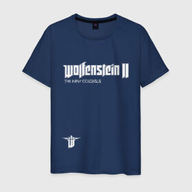 Мужская футболка хлопок с принтом Wolfenstein2: The New Colossus в Санкт-Петербурге, 100% хлопок | прямой крой, круглый вырез горловины, длина до линии бедер, слегка спущенное плечо. | game | new colossus | new order | wolfenstein | youngblood | би джей | волчий камень | вольфенштайн | вольфенштейн | германия | игра | немец | шутер