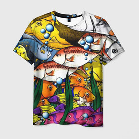 Мужская футболка 3D с принтом РЫБЫ в Санкт-Петербурге, 100% полиэфир | прямой крой, круглый вырез горловины, длина до линии бедер | Тематика изображения на принте: fish | аква | аквариум | вода | кораллы | море | океан | ракушки | рыбки | рыбы