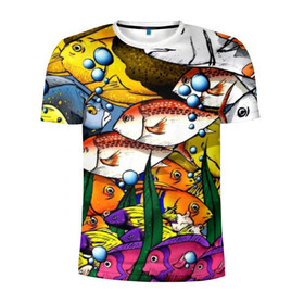 Мужская футболка 3D спортивная с принтом РЫБЫ в Санкт-Петербурге, 100% полиэстер с улучшенными характеристиками | приталенный силуэт, круглая горловина, широкие плечи, сужается к линии бедра | Тематика изображения на принте: fish | аква | аквариум | вода | кораллы | море | океан | ракушки | рыбки | рыбы